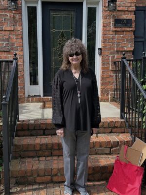 New homeowner outside her home in Clemmons, NC